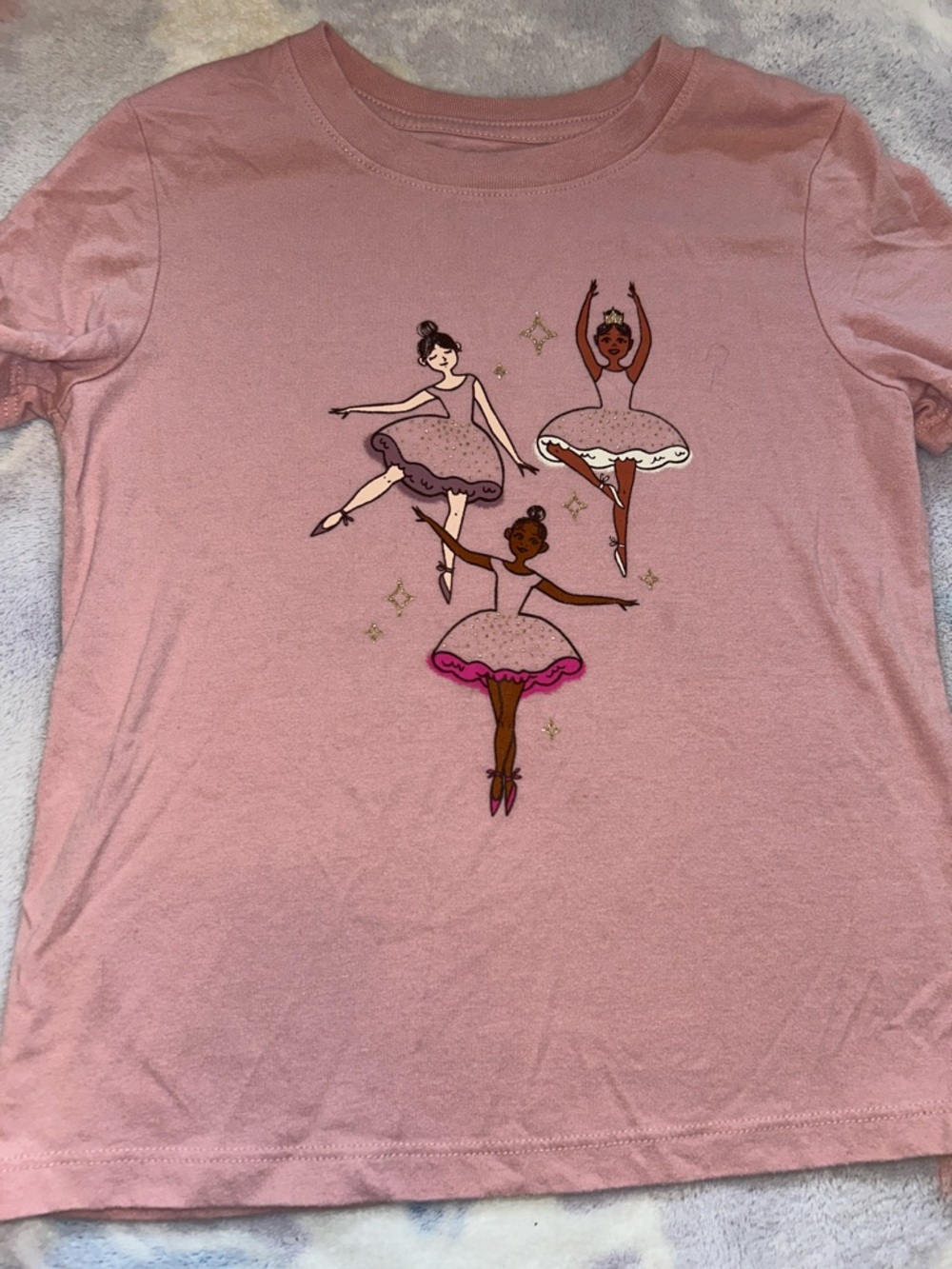 Cat & Jack Pink Ballerina Graphic Short Sleeve Tee